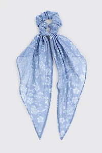Woven Bandana Scrunchie with Tails