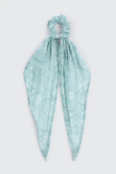 Woven Bandana Scrunchie with Tails
