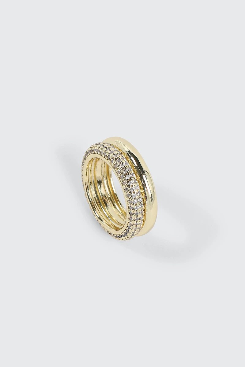 Bague double à pierres pavées