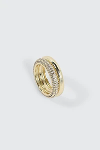 Bague double à pierres pavées