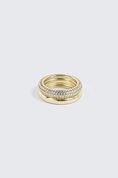 Bague double à pierres pavées