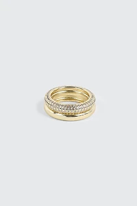 Bague double à pierres pavées
