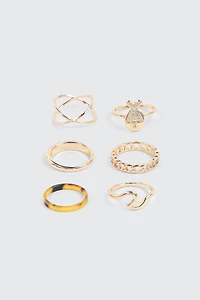 5-Pack Rings with Fish detail