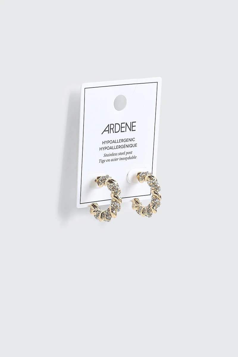 Twisted Hoop Stone Earrings