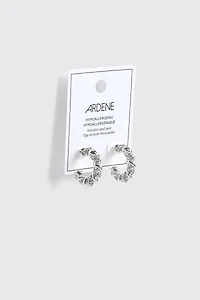 Twisted Hoop Stone Earrings