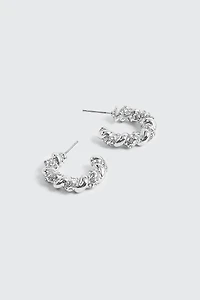 Twisted Hoop Stone Earrings