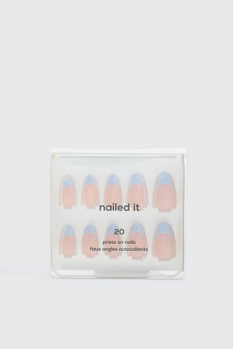 20-Pack Press-On French Tip Nails