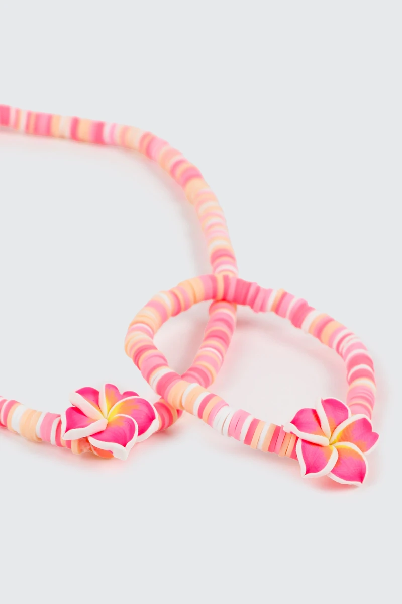 Ensemble de bijoux hibiscus 2 pièces