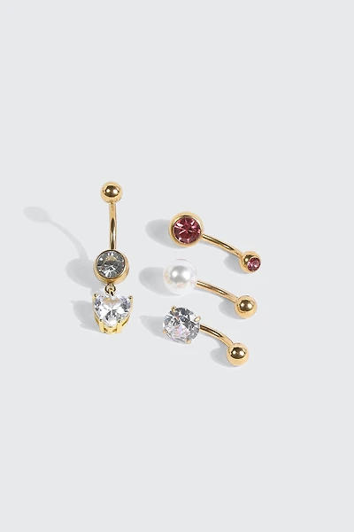 4-Pack Heart Navel Piercings