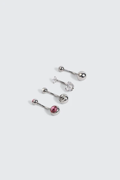 4-Pack Gemstone Navel Piercings