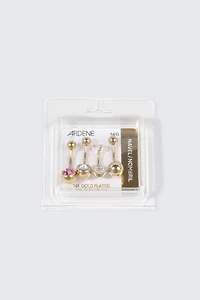 4 perçages de nombril plaqués or 14K