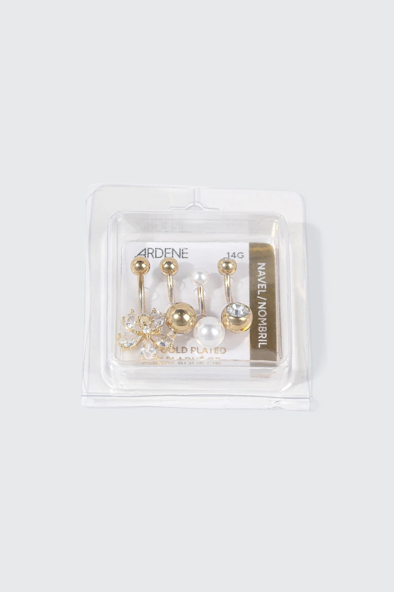 4-Pack 14K Gold Plated Navel Piercings