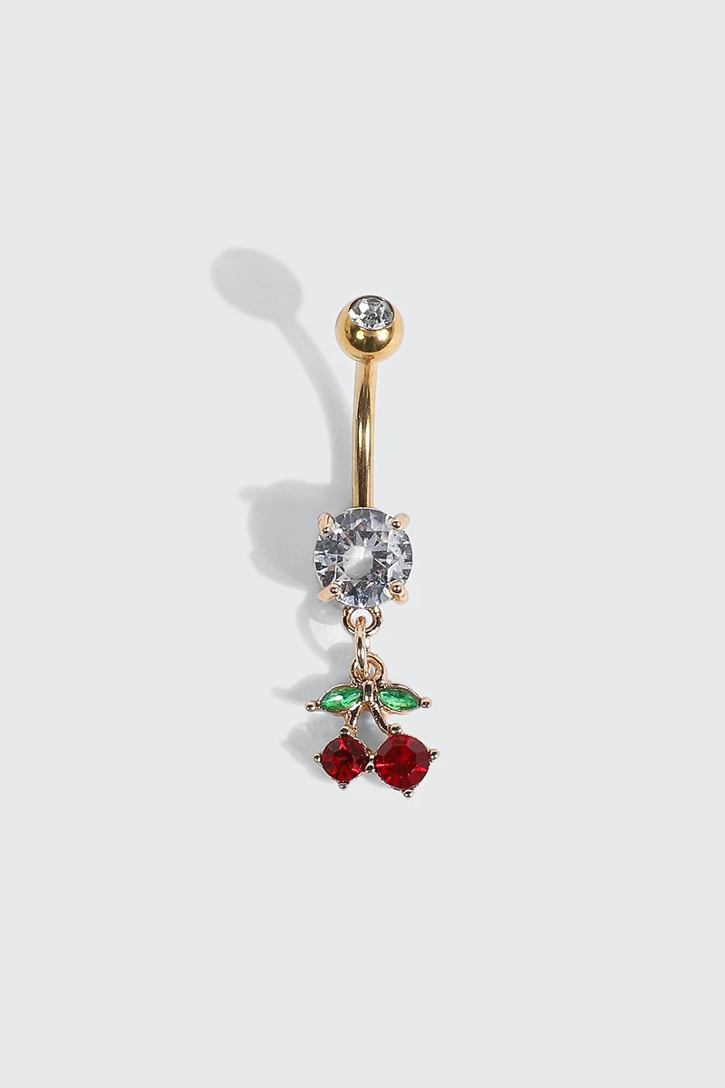 14K Gold Plated Cherry Navel Piercing