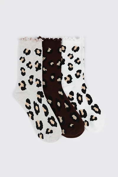 Leopard Print Crew Socks