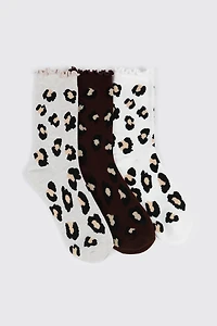 Leopard Print Crew Socks