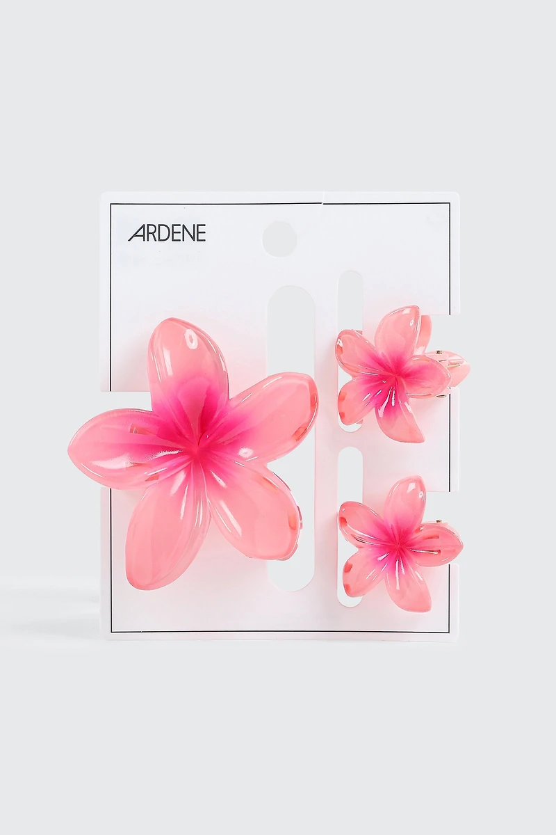 Lot de 3 pinces à cheveux fleurs tropicales