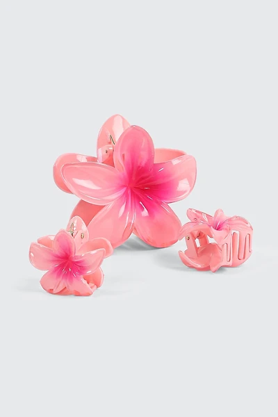 3-Pack Tropical Flower Hair Claws