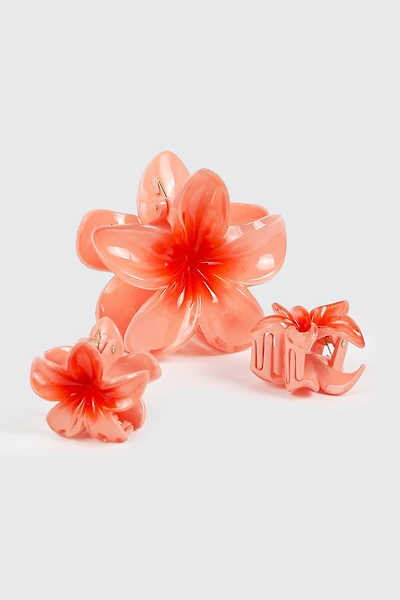 3-Pack Tropical Flower Hair Claws