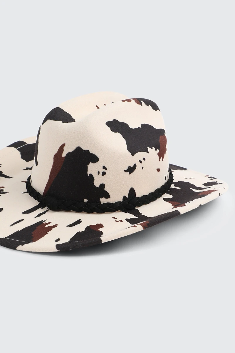 Chapeau western imprimé vache en feutre