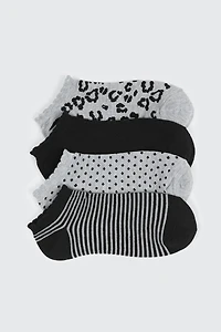 4-Pack Printed Ankle Socks