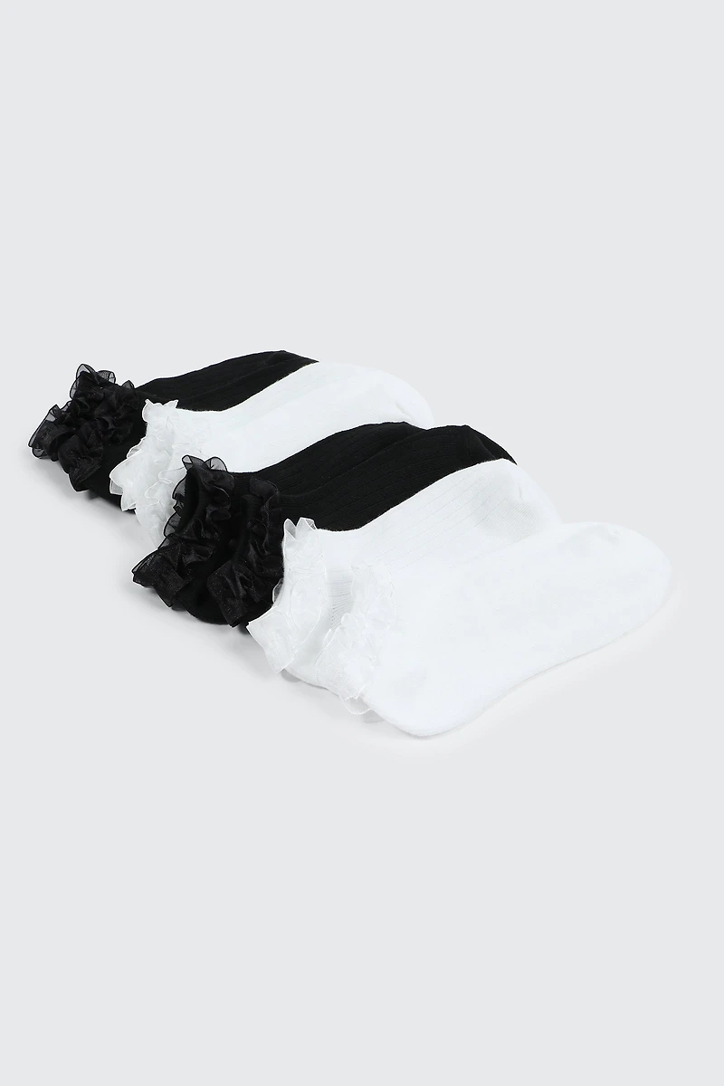 4-Pack Lace Edge Ankle Socks