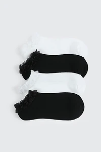 4 paires de socquettes bordées de dentelle