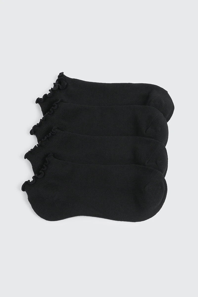 4-Pack Ankle Socks with Ruffled Edge