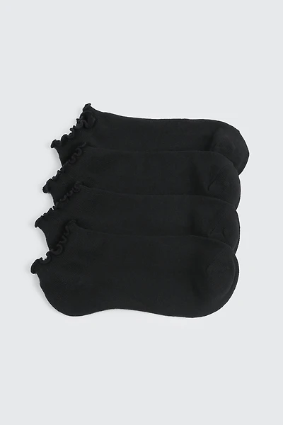 4-Pack Ankle Socks with Ruffled Edge