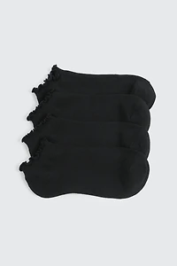 4-Pack Ankle Socks with Ruffled Edge