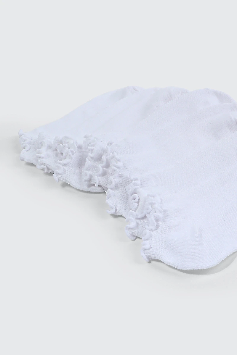 4-Pack Ankle Socks with Ruffled Edge
