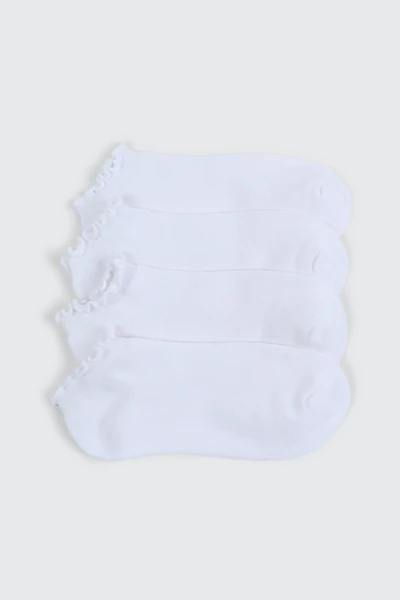 4-Pack Ankle Socks with Ruffled Edge