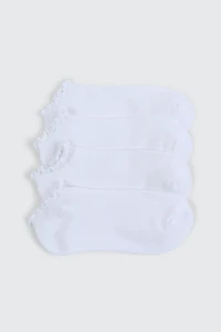 4-Pack Ankle Socks with Ruffled Edge