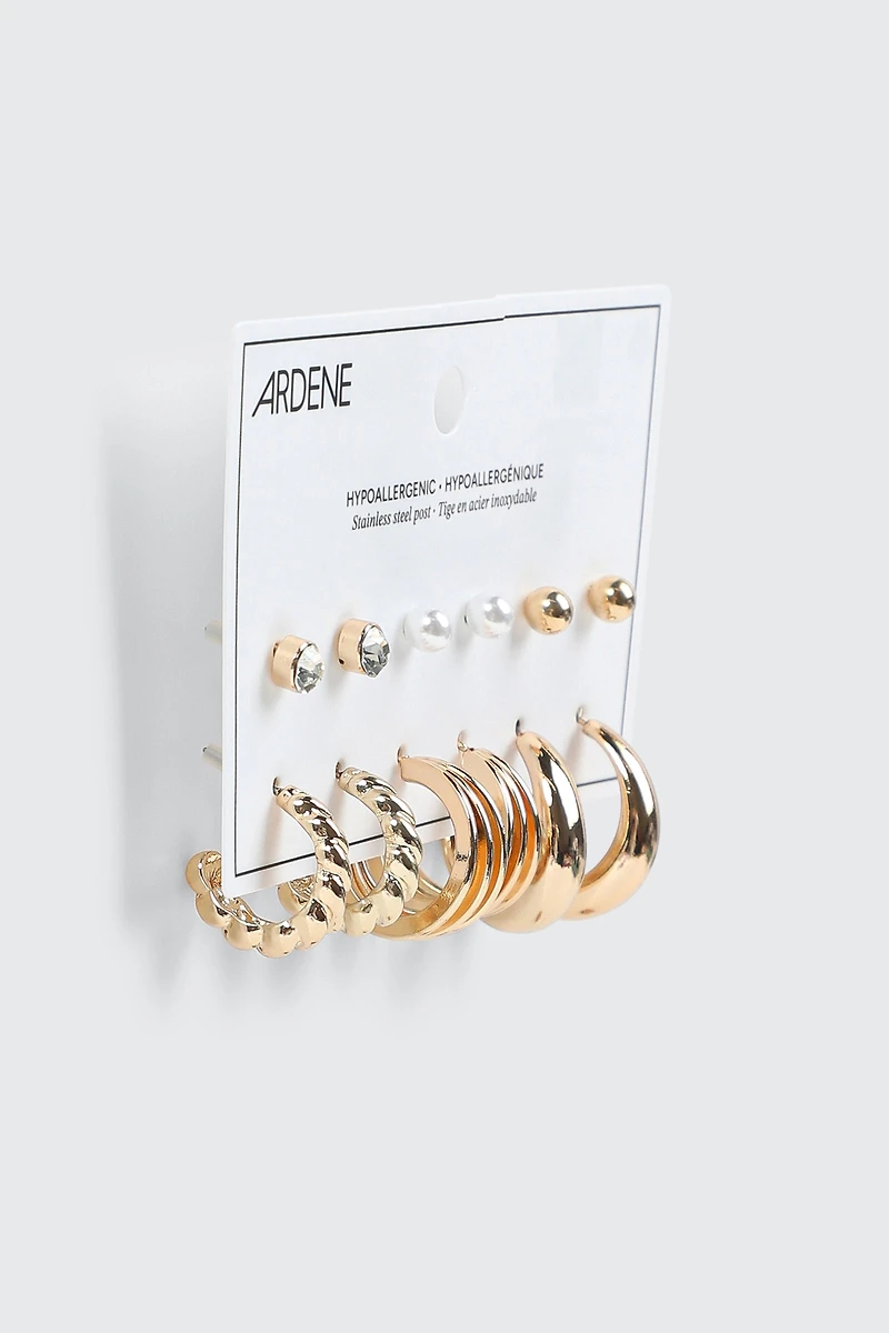 Lot de 6 paires de boucles d'oreilles mixtes