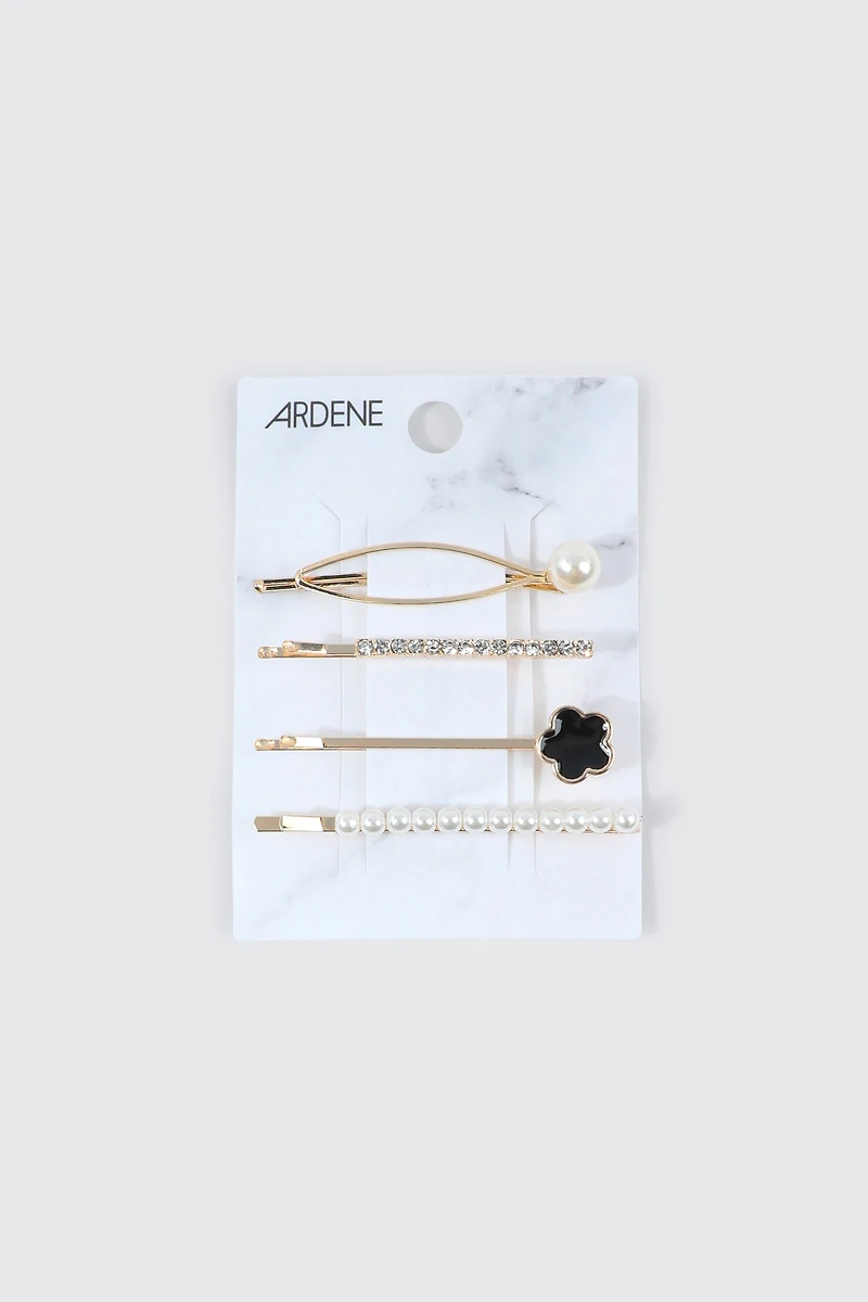 Lot de 4 épingles à cheveux perles et strass