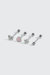 4-Pack Stainless Steel Tongue Piercing