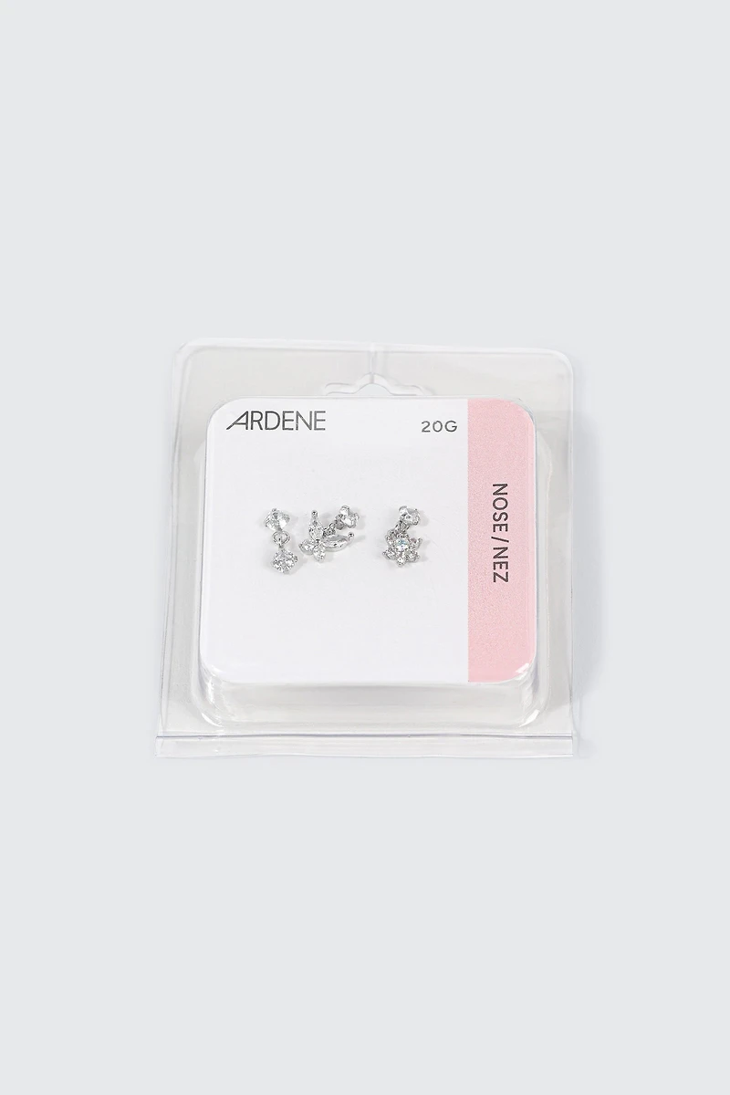 Lot de 3 clous de nez en acier inoxydable