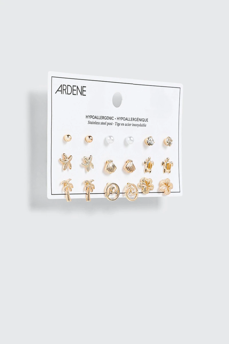 Mixed Shape Stud Earring Set