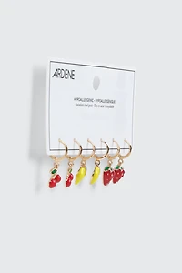 3-Pack Mini Hoop Fruit Earrings
