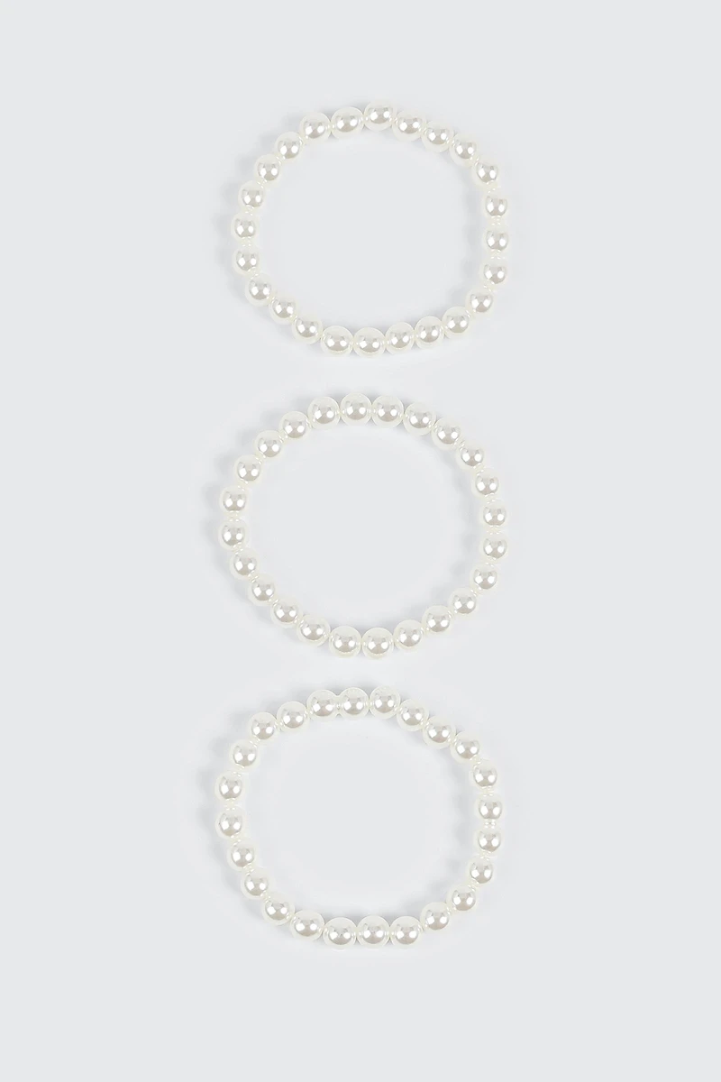 3-Pack Faux Pearl Bracelets