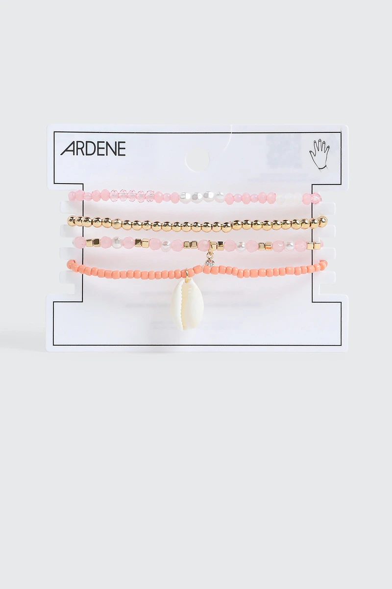 4-Pack Beaded Stretch Bracelets