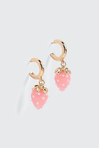 Boucles d'oreilles anneau à perles fraise