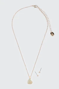 Initial M Heart Jewelry Set