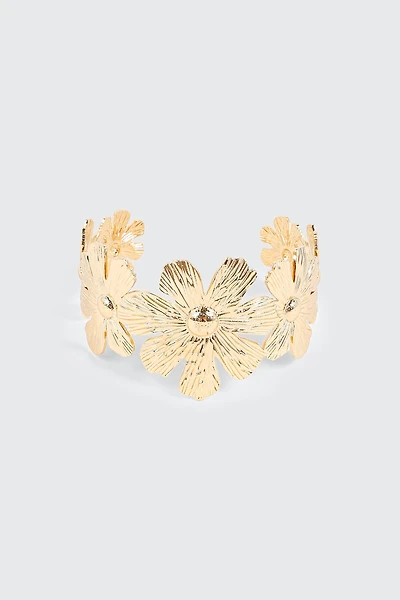 Bracelet manchette fleuri