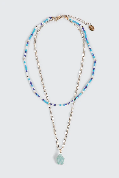 Collier à deux rangs perlé