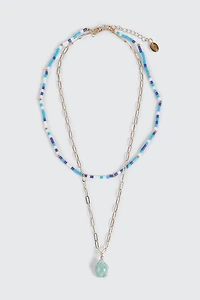 Collier à deux rangs perlé