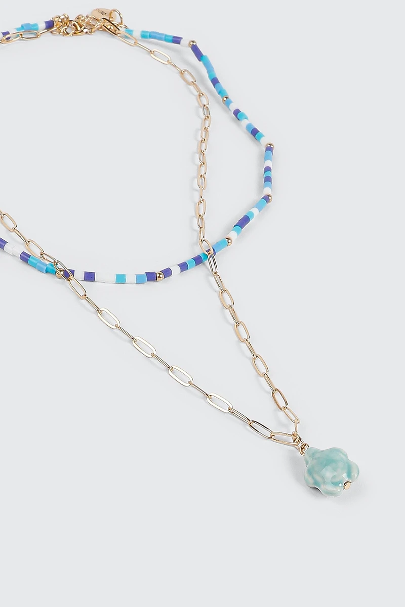 Collier à deux rangs perlé
