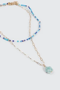 Collier à deux rangs perlé