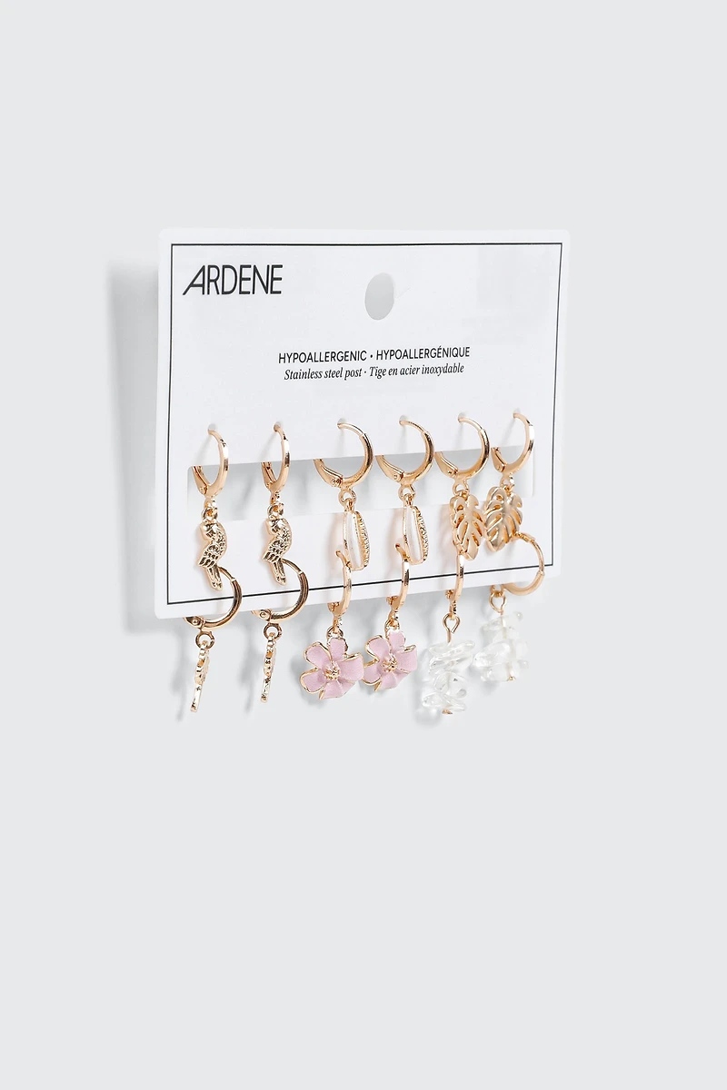 Lot de 3 paires d'anneaux à breloques