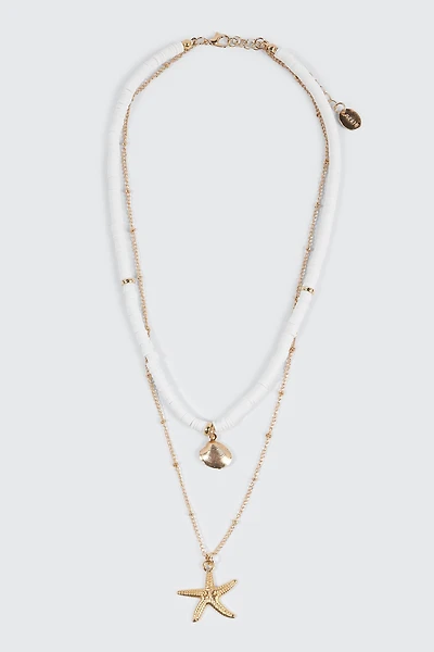 Two-Row Shell and Starfish Necklace