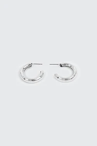 14K White Gold Plated Hoops
